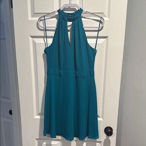 Blue backless halter sundress for cocktail